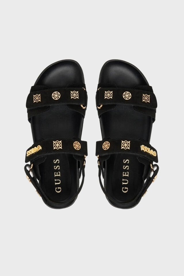 Guess Logolu Cırt Cırtlı Süet Dokulu Bayan Sandalet