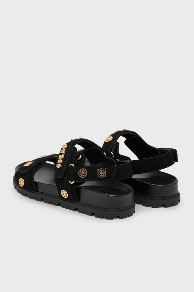 Guess Logolu Cırt Cırtlı Süet Dokulu Bayan Sandalet