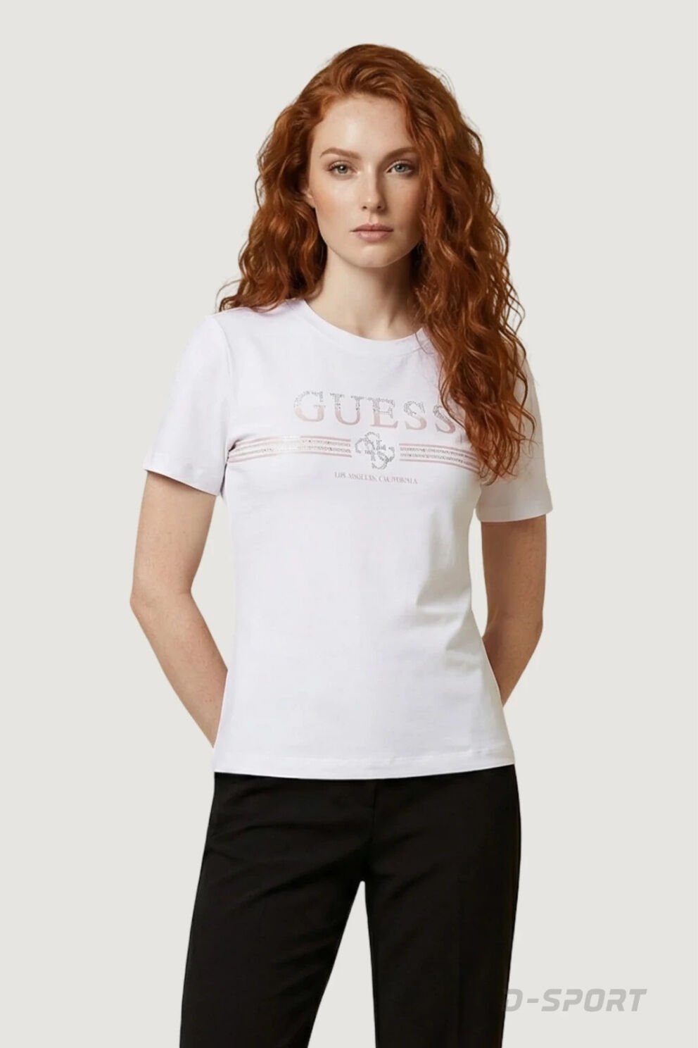 Guess Tişört Yeşil Normal Kesim Beyaz