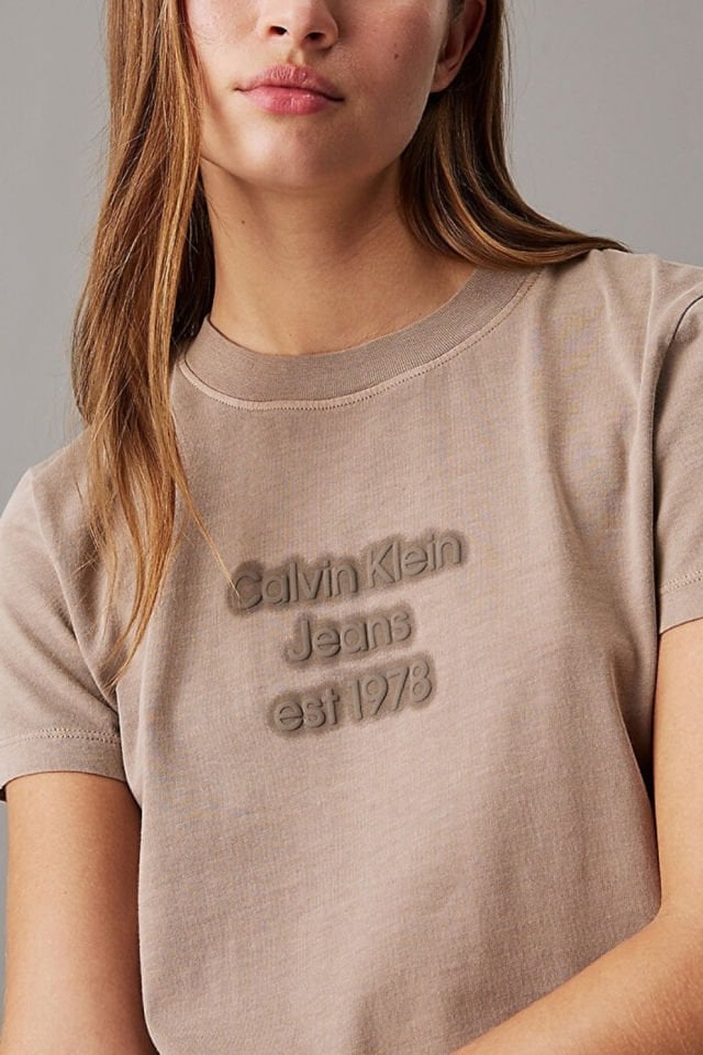 Calvin Klein Washed Puff Print T-shirt Kahverengi