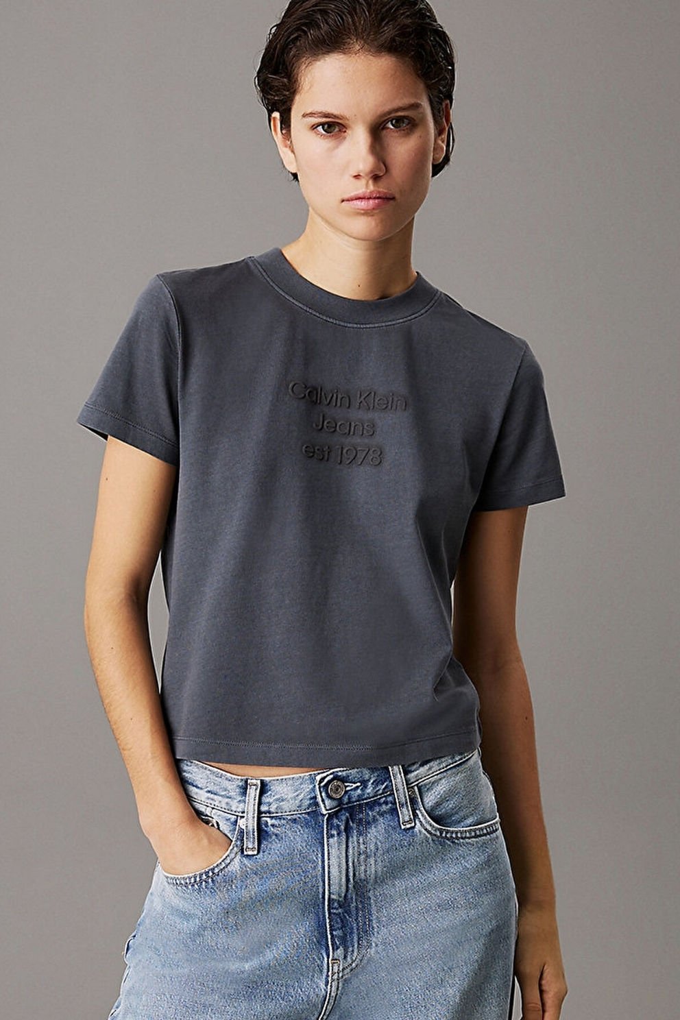 Calvin Klein Washed Puff Print T-shirt Gri L
