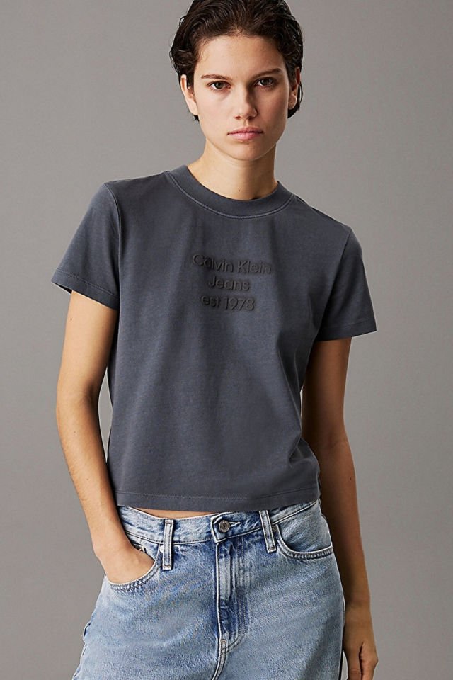 Calvin Klein Washed Puff Print T-shirt Gri L
