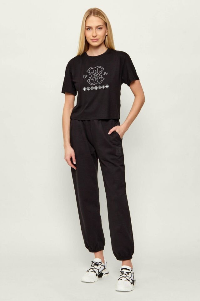 Guess Gabı  Rahat Kesim Tişört Siyah