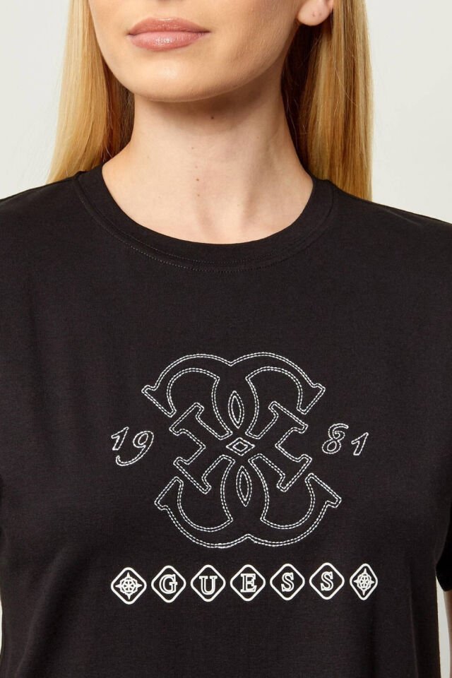 Guess Gabı  Rahat Kesim Tişört Siyah