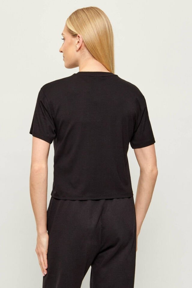 Guess Gabı  Rahat Kesim Tişört Siyah