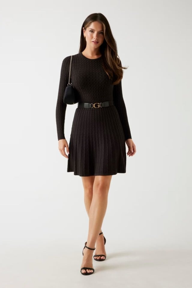 Guess Örgü Kazak Elbise Koyu Kahverengi