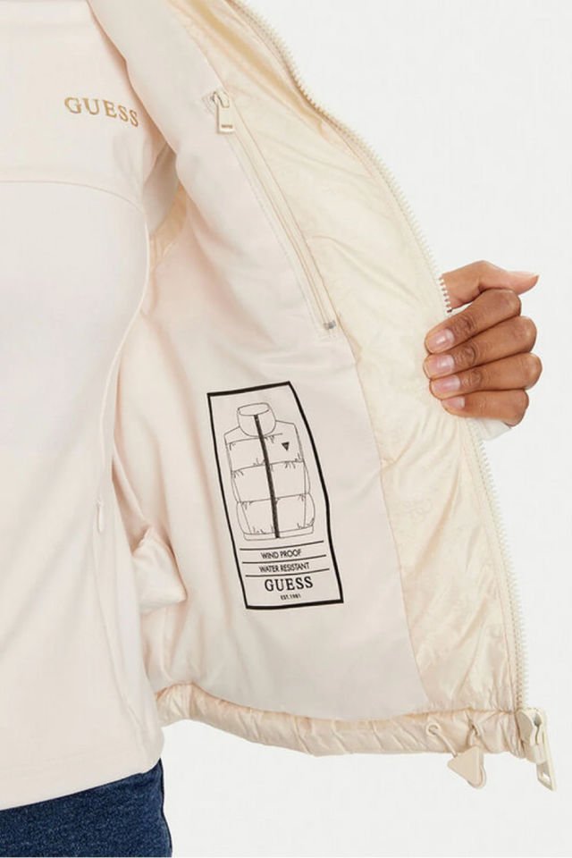 Guess 4g Logolu Şişme Yelek Bej
