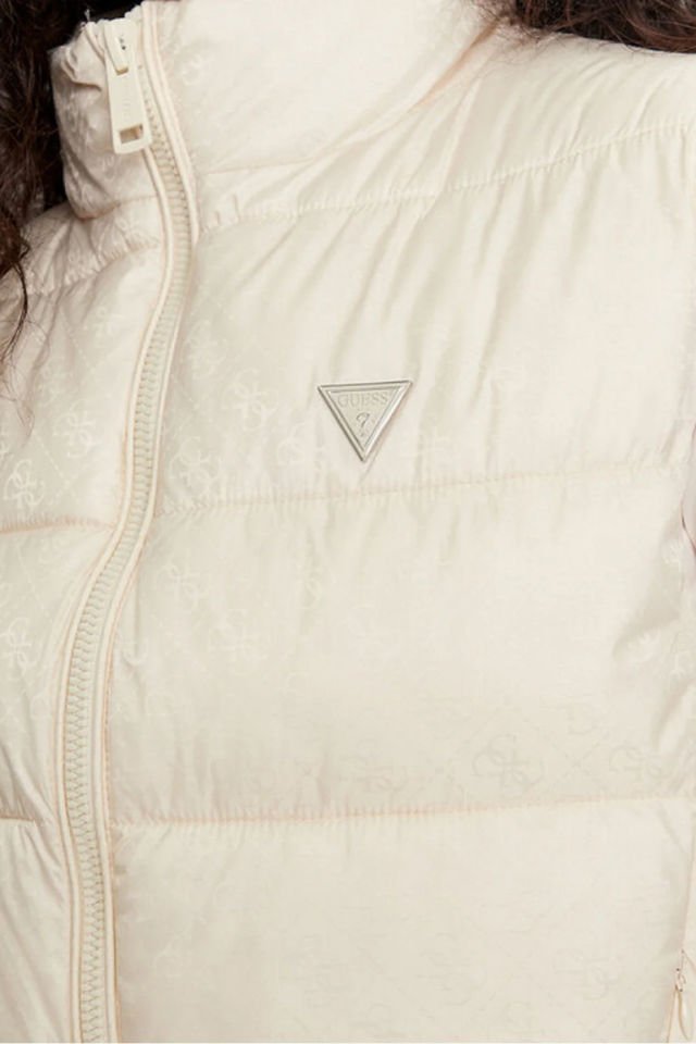 Guess 4g Logolu Şişme Yelek Bej