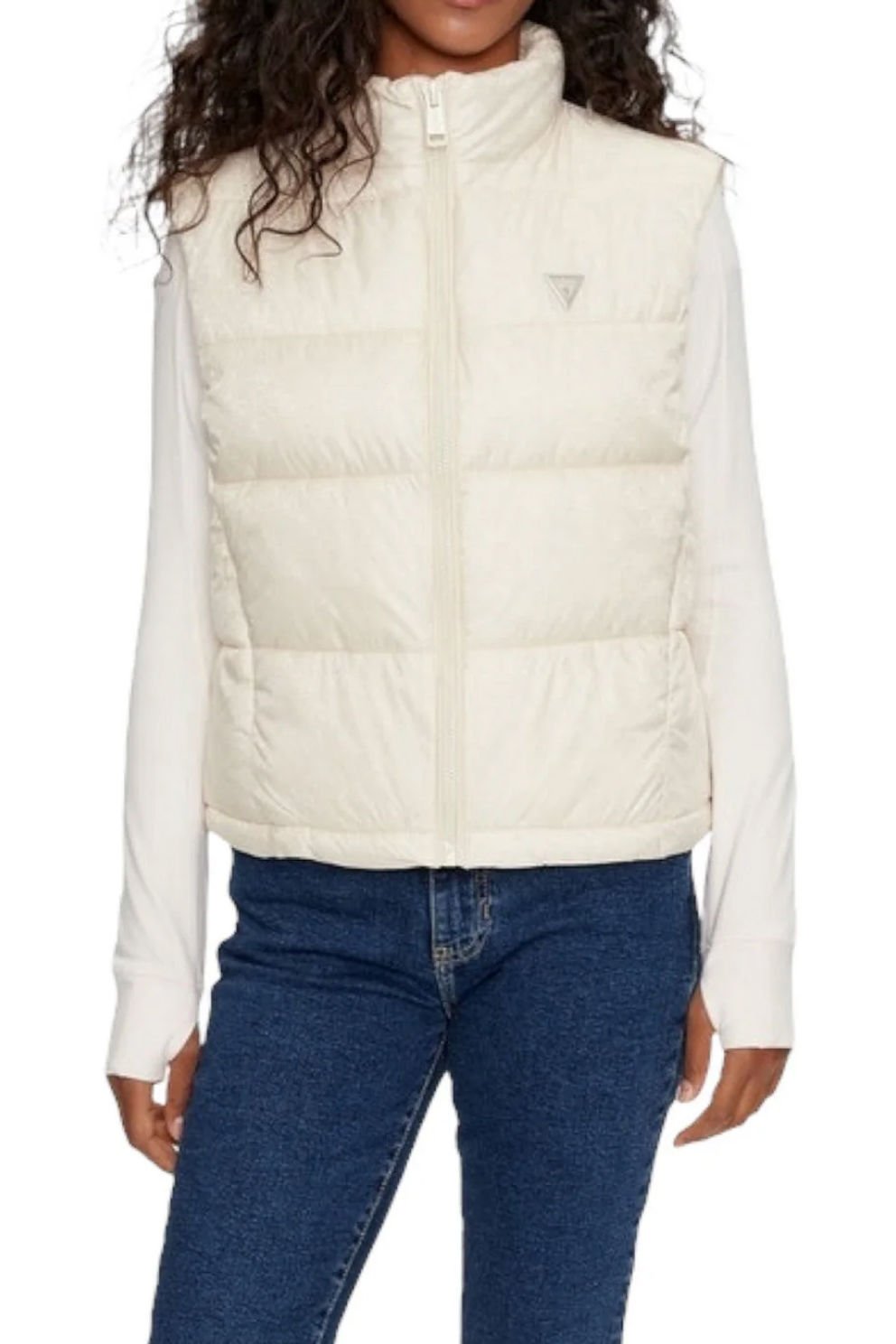 Guess 4g Logolu Şişme Yelek Bej