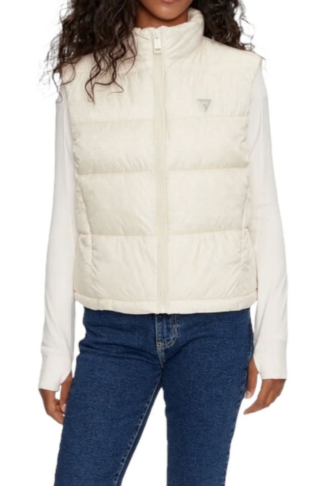 Guess 4g Logolu Şişme Yelek Bej