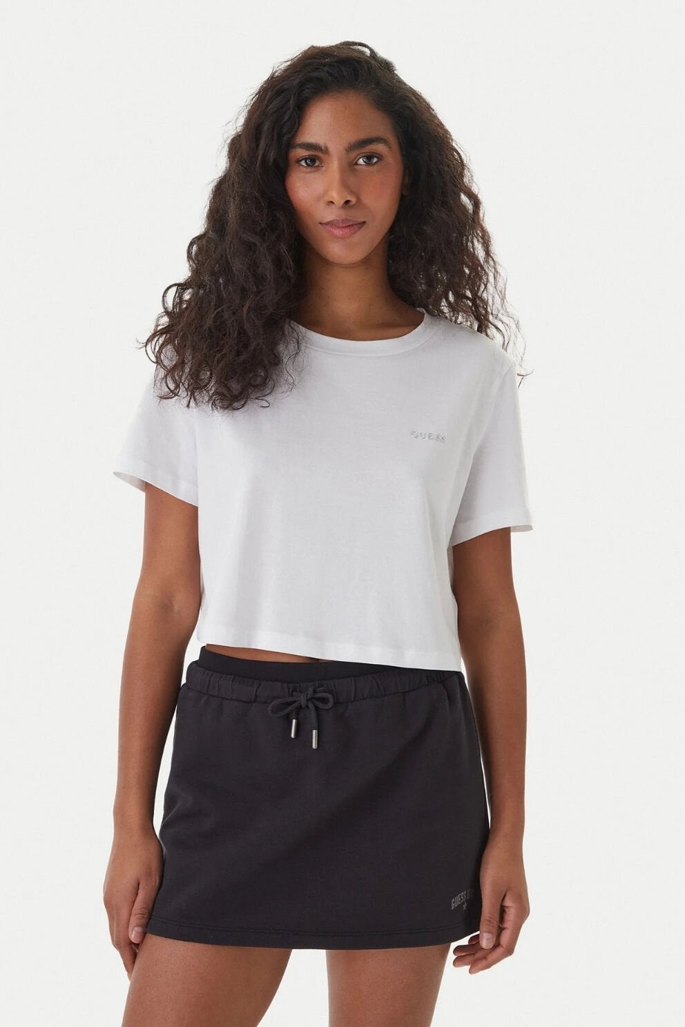 Guess T-Shirt Biały Regular Fit Beyaz