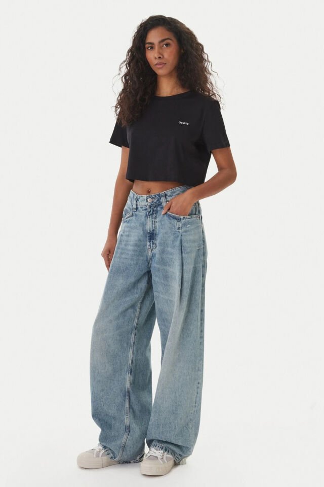 Guess T-Shirt Biały Regular Fit Siyah