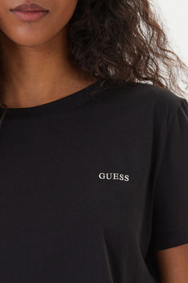 Guess T-Shirt Biały Regular Fit Siyah