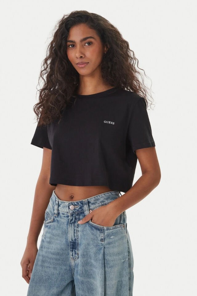 Guess T-Shirt Biały Regular Fit Siyah
