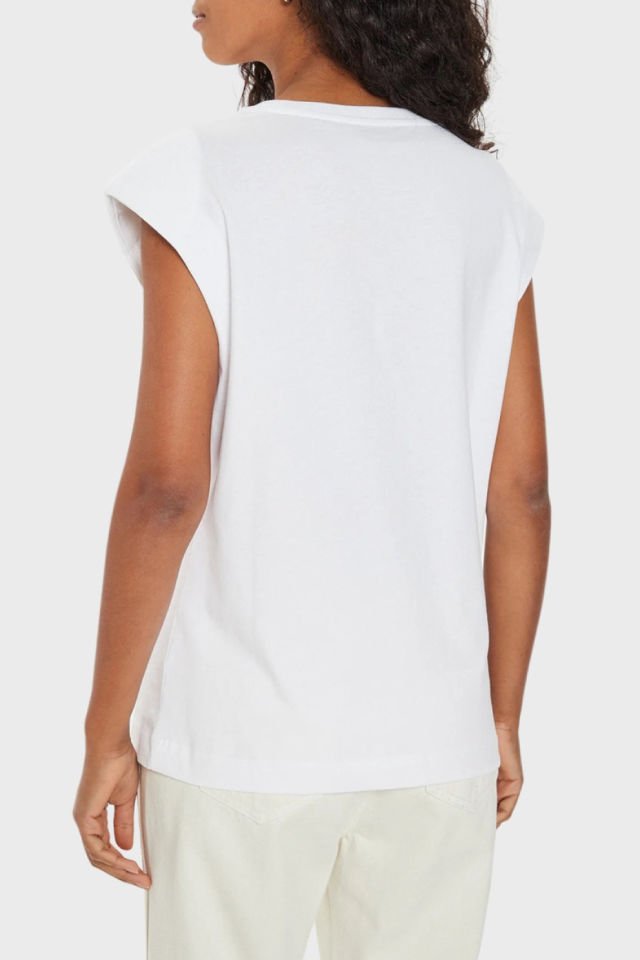 Guess Önü Taşlı Logolu T-Shirt Beyaz