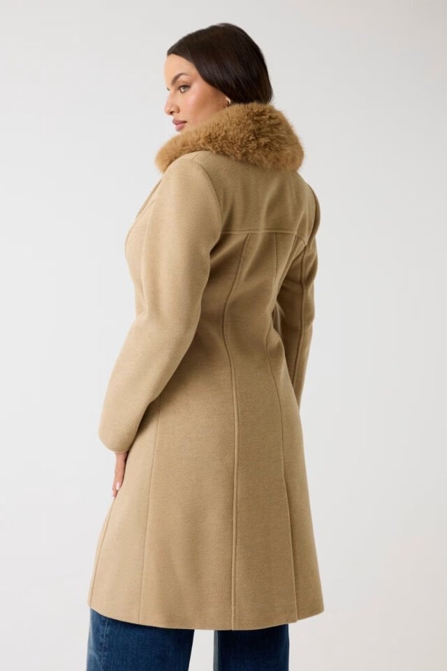 Guess Yün Karışımı Kemerli Palto Açık Kahverengi