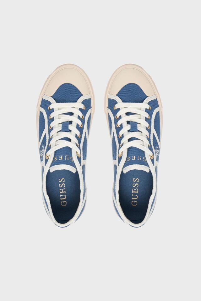 Guess Issah Logolu Bağcıklı Sneaker Bayan Ayakkabı Mavi Denim