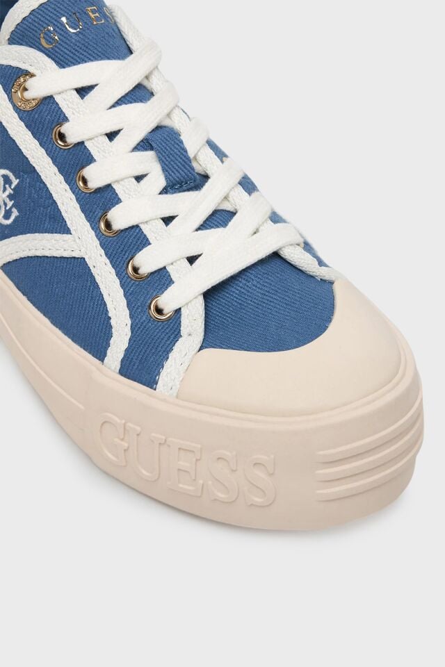 Guess Issah Logolu Bağcıklı Sneaker Bayan Ayakkabı Mavi Denim