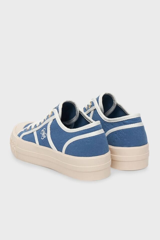 Guess Issah Logolu Bağcıklı Sneaker Bayan Ayakkabı Mavi Denim