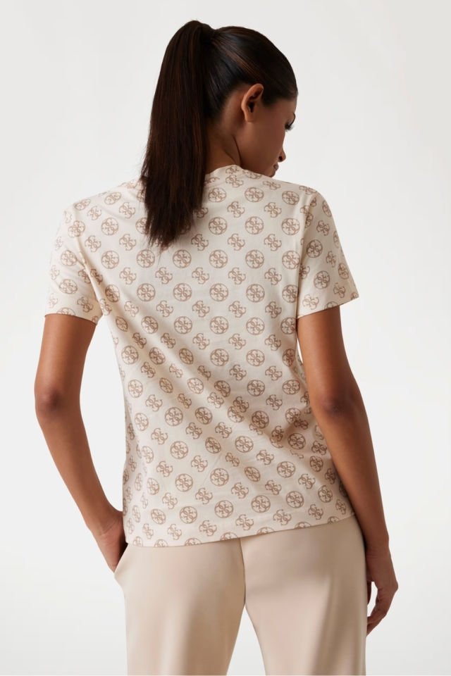 Guess Tamamı 4g Logolu T-shirt Bej