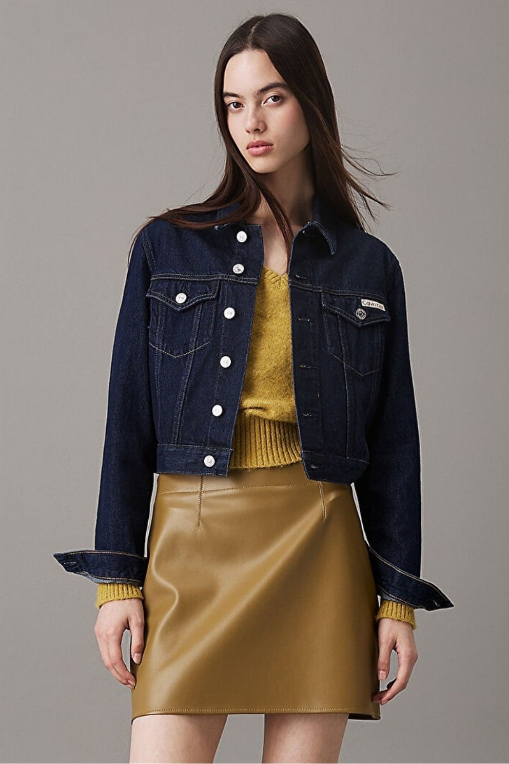 Calvin Klein Kadın Cropped 90's Denim Ceket Lacivert