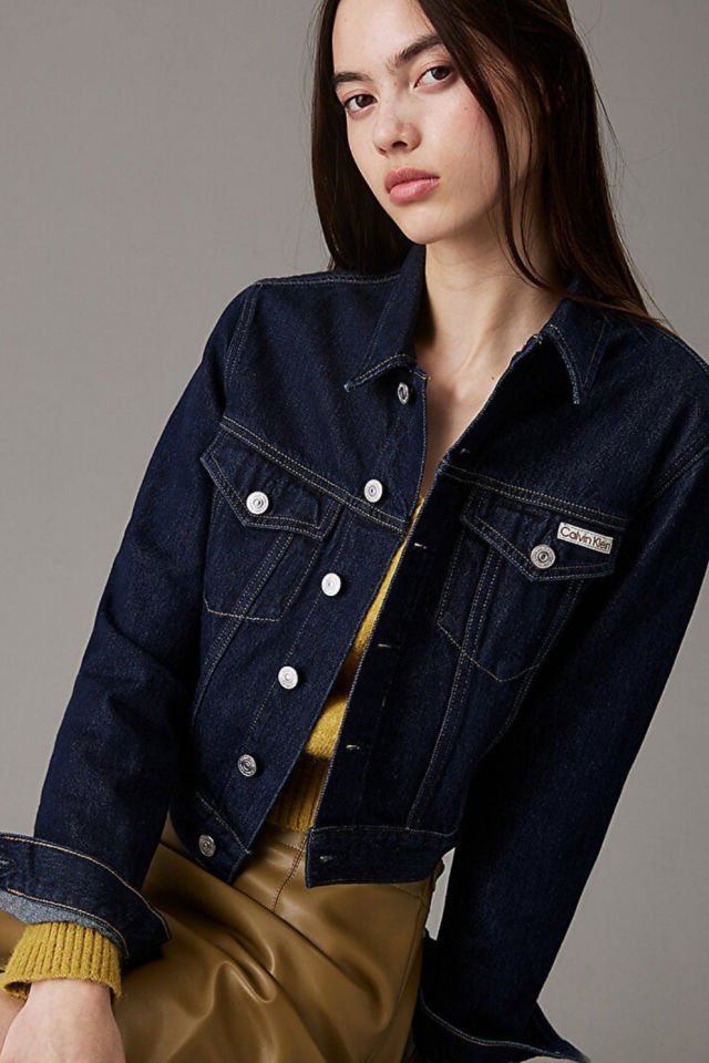 Calvin Klein Kadın Cropped 90's Denim Ceket Lacivert