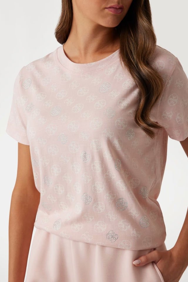 Guess Tamamı 4g Logolu T-shirt Pembe