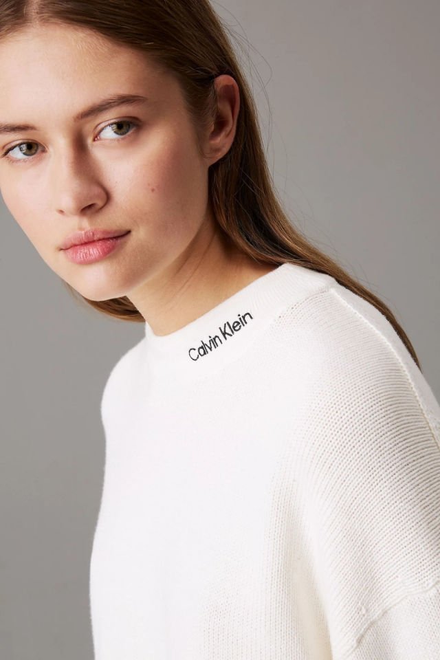 Calvin Klein Logo Embro Kazak Beyaz