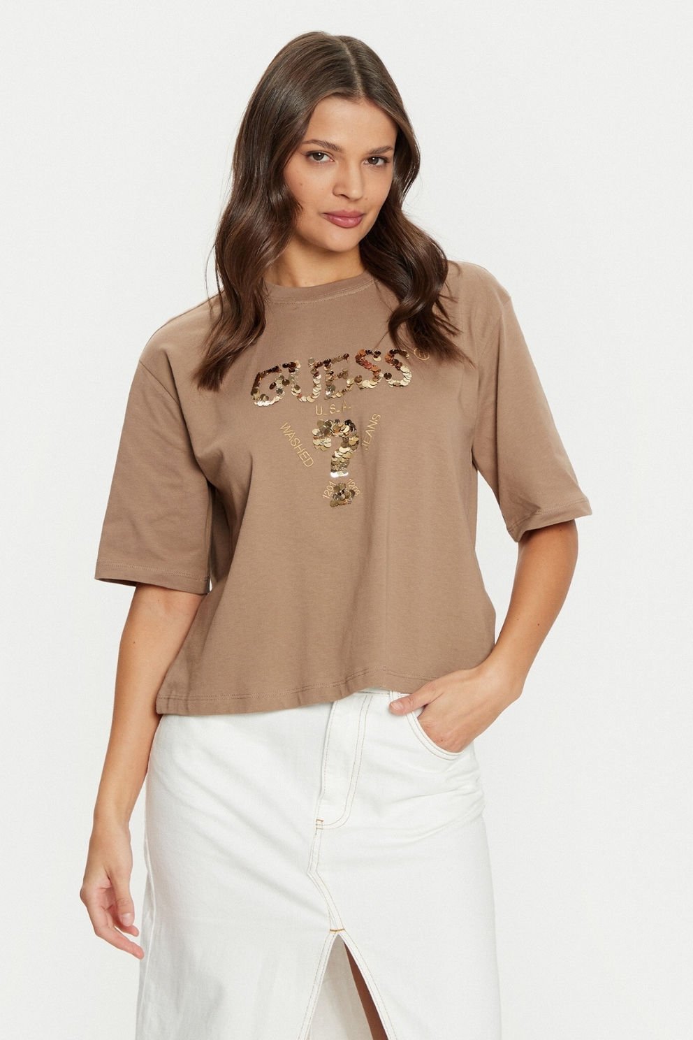 Guess Payetli Önü Logolu T-shirt