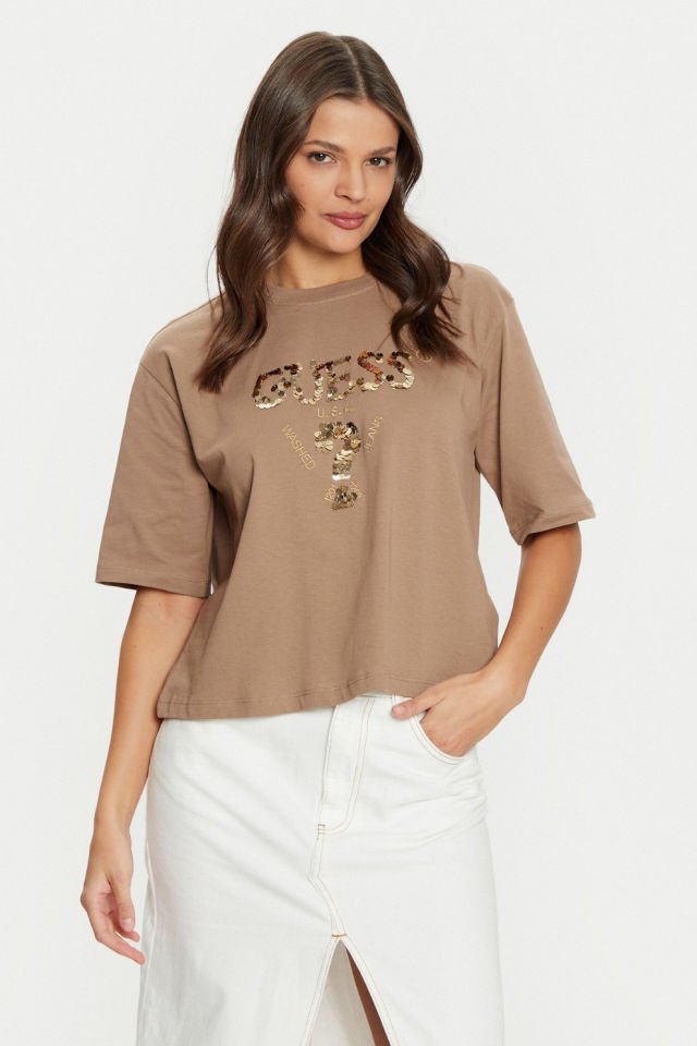 Guess Payetli Önü Logolu T-shirt