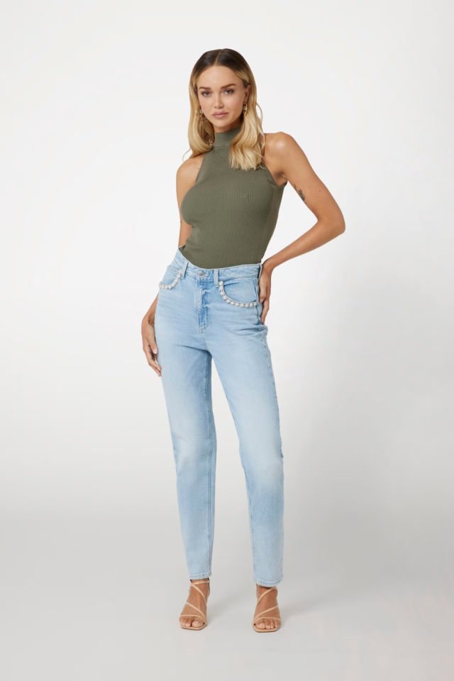 Guess Yüksek Bel Mom Jean Mavi