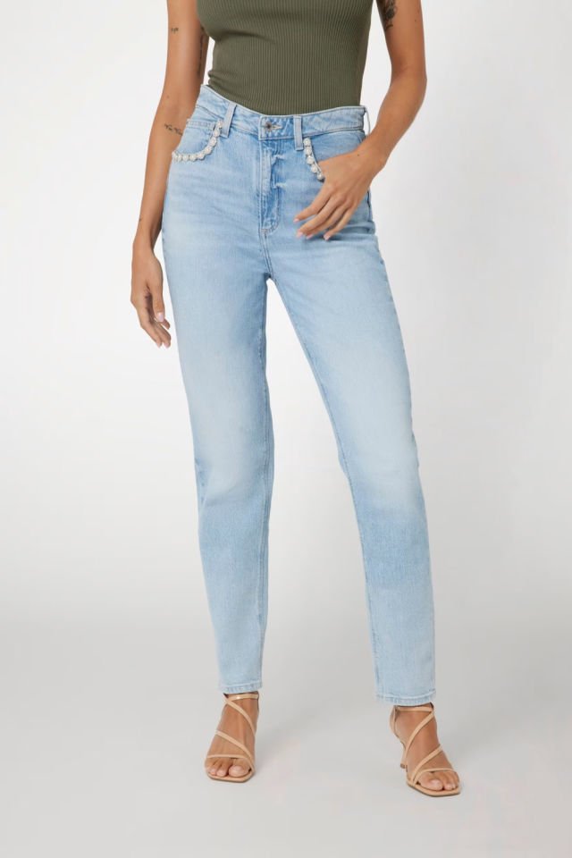 Guess Yüksek Bel Mom Jean Mavi
