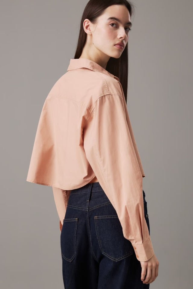Calvin Klein Crop Pamuklu Poplin Gömlek