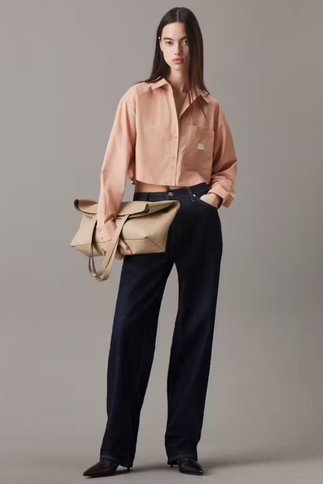 Calvin Klein Crop Pamuklu Poplin Gömlek