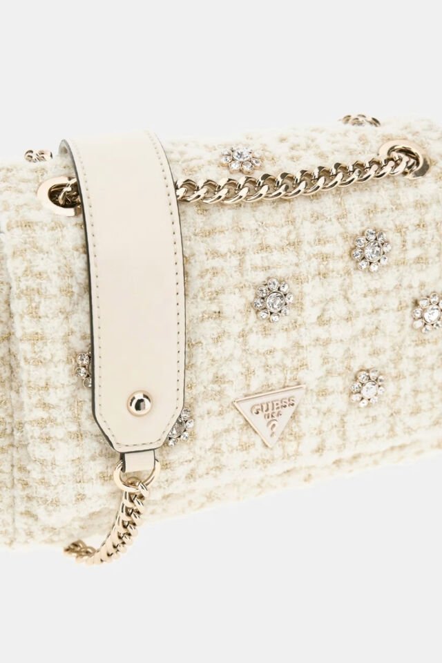 Guess Everlee Tüvit Mini Çapraz Çanta Bej