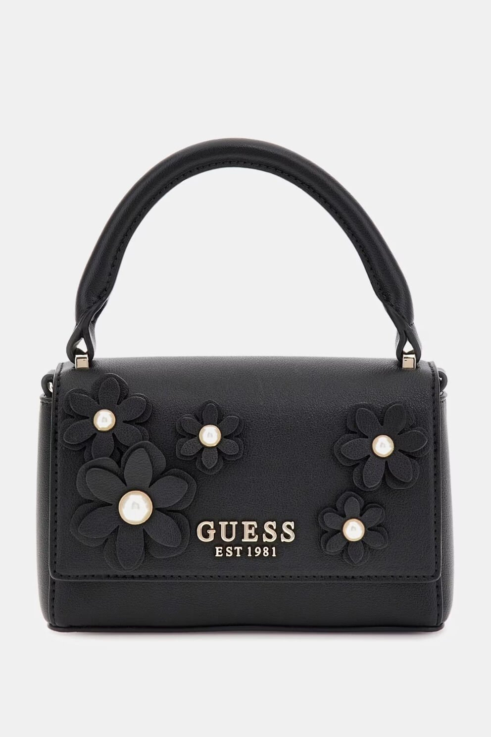 Guess Zaria Çiçekli Mini El Çantası Siyah