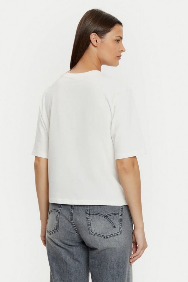 Guess Payetli Önü Logolu T-shirt Ekru