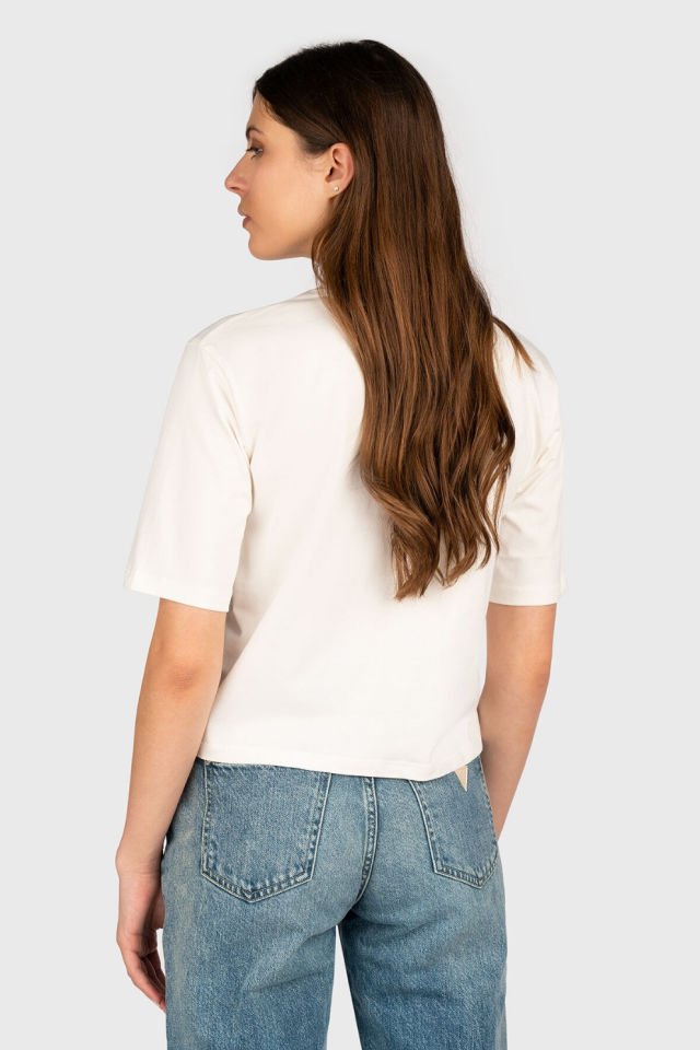 Guess Payetli Önü Logolu T-shirt Ekru