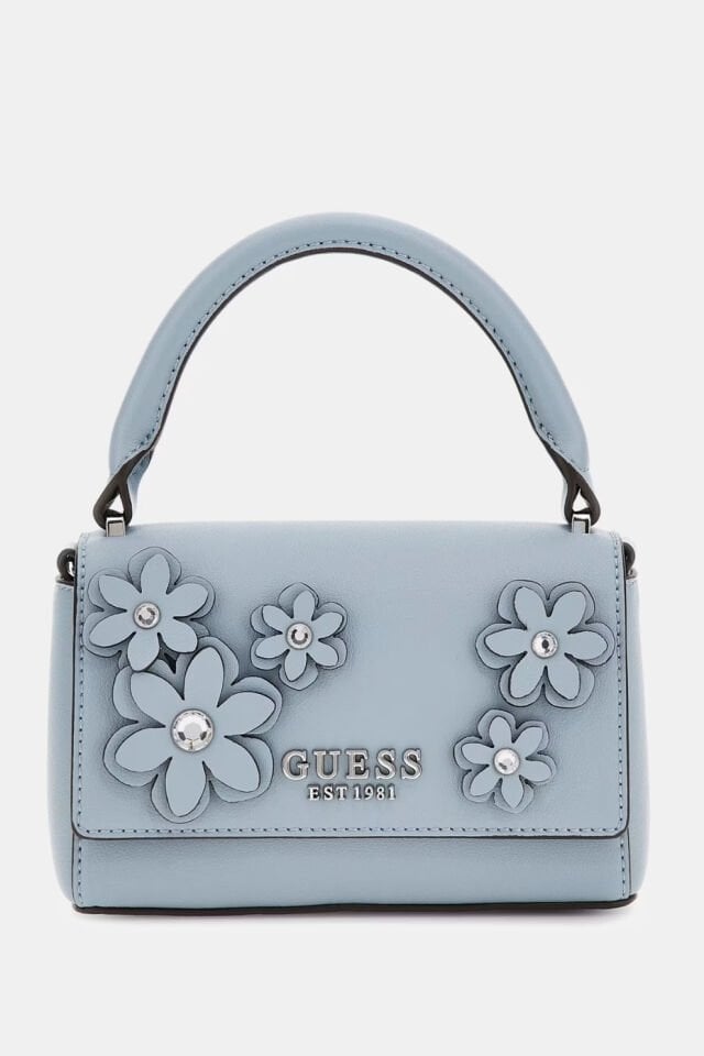 Guess Zaria Çiçekli Mini El Çantası Mavi