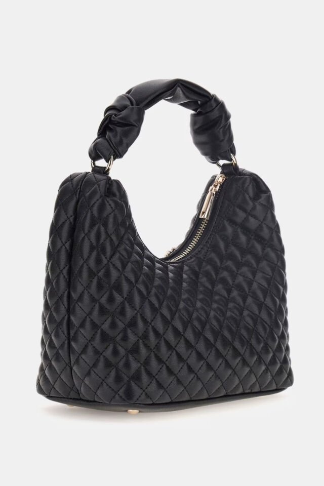 Guess Everlee Çiçek Detaylı Mini Hobo Çanta Siyah