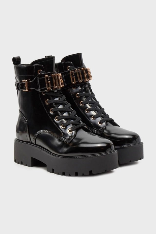 Guess Vaires Rugan Logolu Bayan Bot Siyah