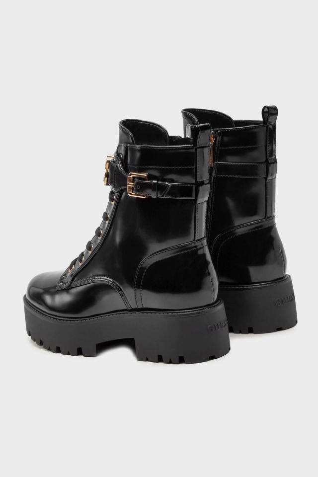 Guess Vaires Rugan Logolu Bayan Bot Siyah