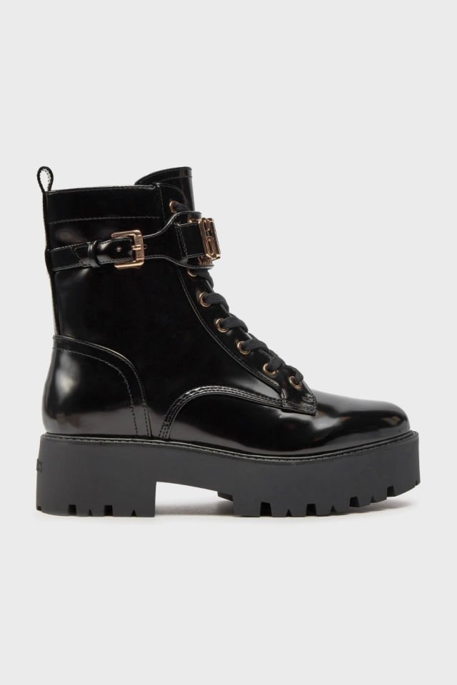 Guess Vaires Rugan Logolu Bayan Bot Siyah