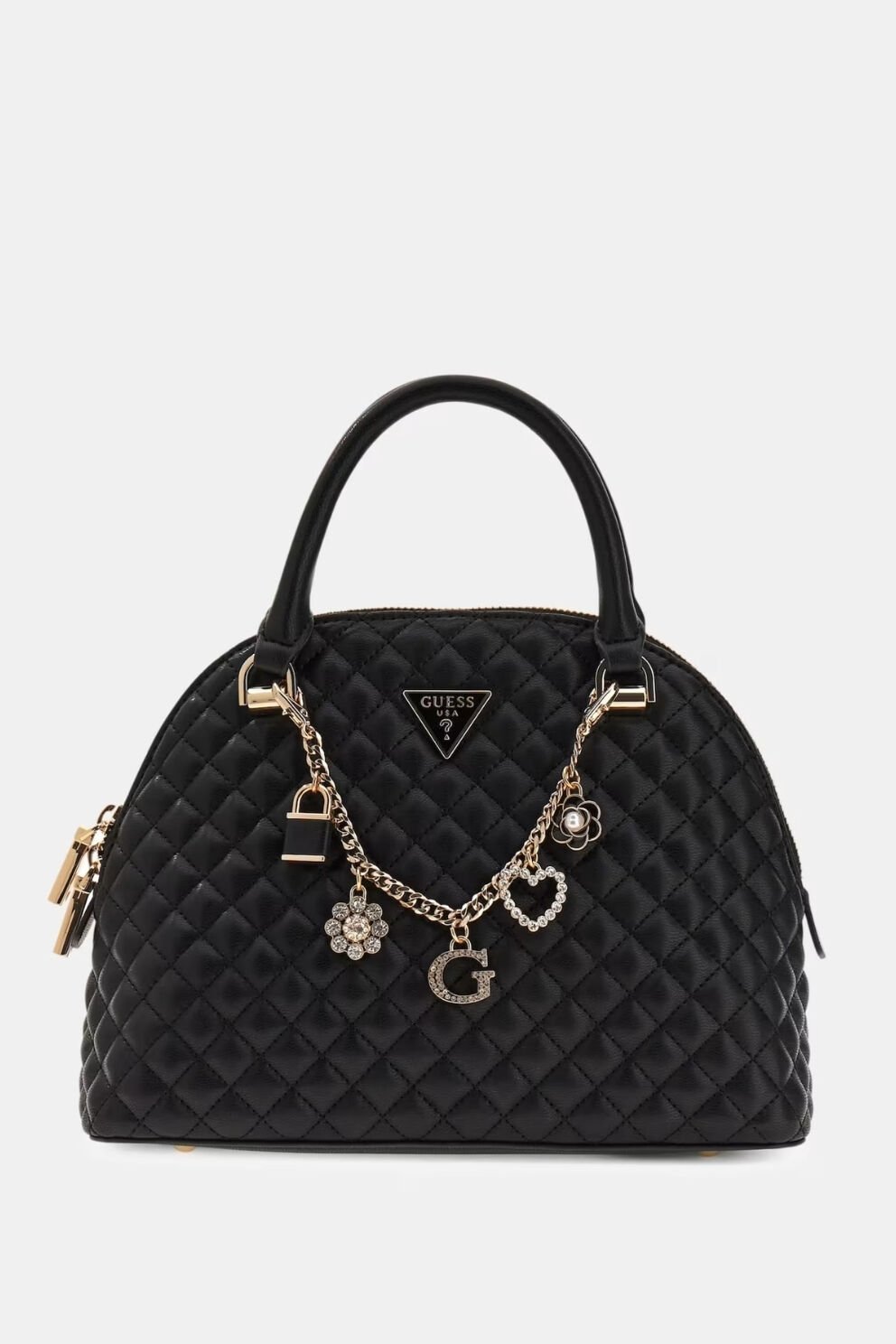 Guess Everlee Taş Detaylı Charm’lı El Çantası Siyah