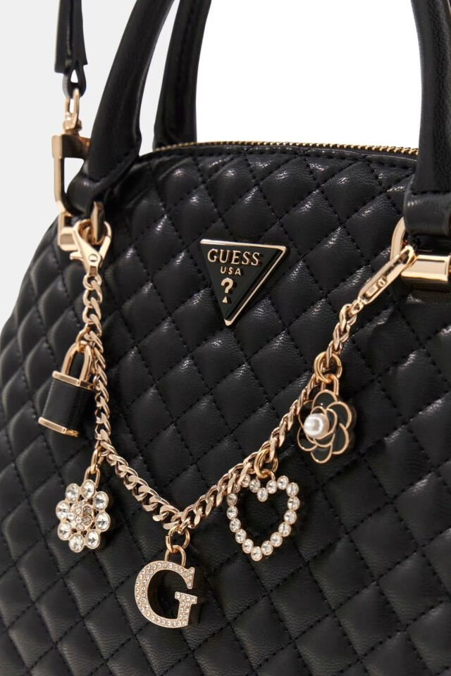 Guess Everlee Taş Detaylı Charm’lı El Çantası Siyah