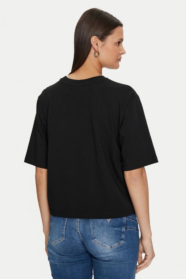 Guess Payetli Önü Logolu T-shirt Siyah