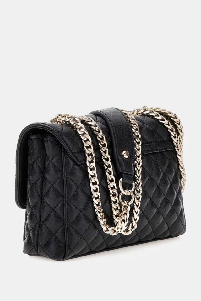 Guess Everlee Taşlı Çiçek Detaylı Çapraz Çanta Siyah