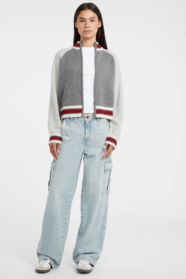 Guess Yün Karışımlı İntarsia Kazak Gri