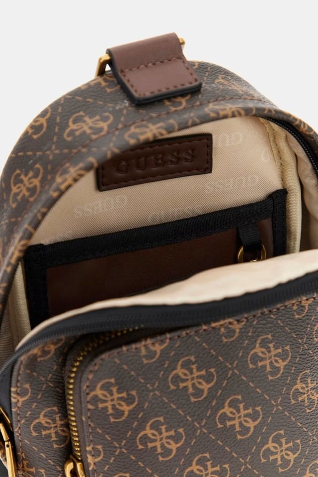 Guess Vezzola Eco 4G Logolu Mini Sırt Çantası Kahverengi