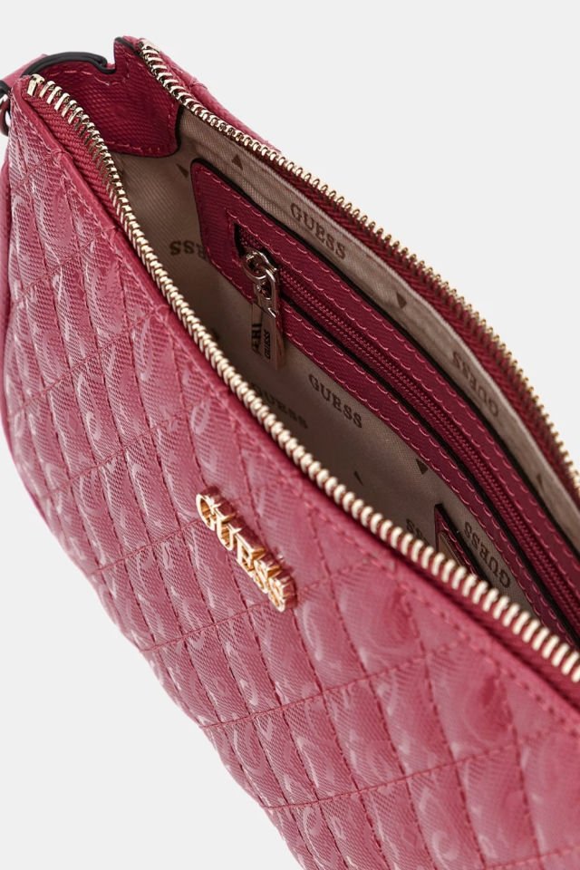 Guess Yarmilla 4G ve Peony Logolu Rugan Mini Çapraz Çanta Fuşya